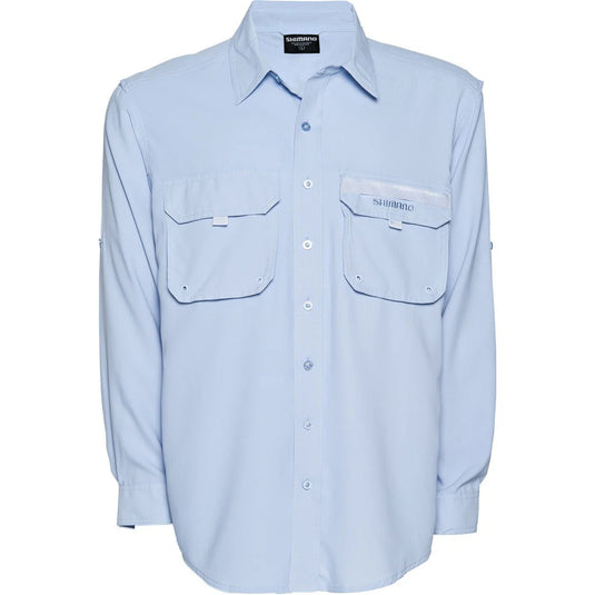 SHIMANO Mens Skyway Blue Vented Fishing Shirt
