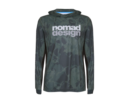 Nomad Hooded Tech Fishing Jersey - Forest Camo