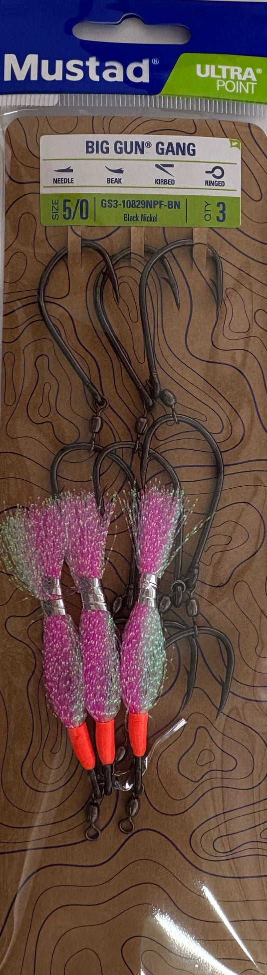 Mustad Big Gun 3 Hook Gang with Flasher GS3-10829NPF-BN