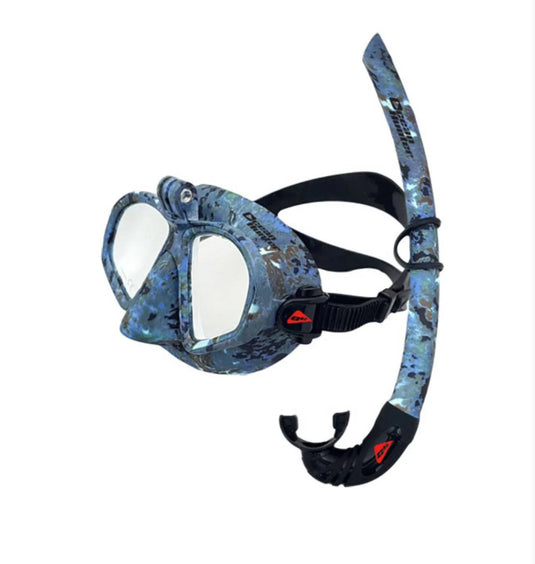 Ocean Hunter Go Pro Blue Camo Mask and Snorkel Set